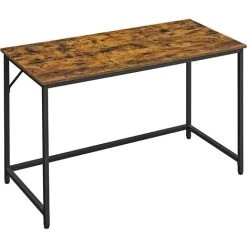 Songmics VASAGLE Writing Desk, Computer Desk, Small Office Table, 120 X 60 X 75 Cm, Study, Home Office, Simple Assembly, Steel, Industrial Design, Rustic Brown And Black LWD039B01