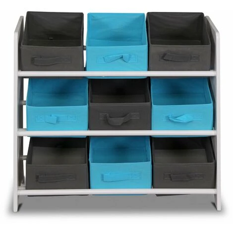 Alice's Garden Storage Combination With 9 Boxes For Kids Toy, 65x30x59.5cm - Camille - Grey And Blue - Image 4