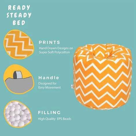 Ready Steady Bed Children's Kids Indoor Living Room Bean Bag Chair (Zigzag) - Image 3