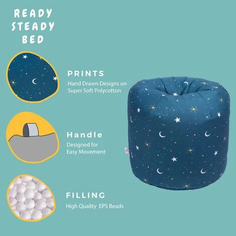 Ready Steady Bed Children's Kids Indoor Living Room Bean Bag Chair (Moonlight) - Image 3