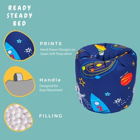 Ready Steady Bed Childrens Character Filled Beanbags Kids Bean Bag BLACK FRIDAY DEALS, Space Boy - Image 3