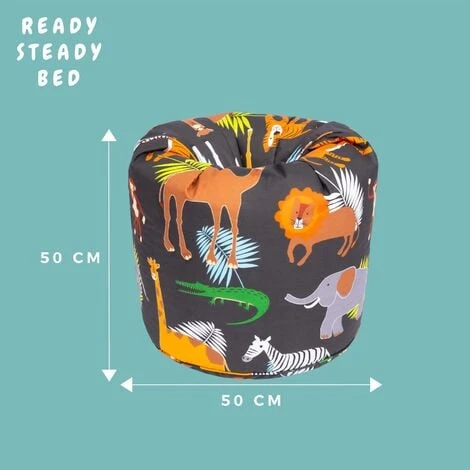 Ready Steady Bed Childrens Character Filled Beanbags Kids Bedroom Play Room Furniture Bean Bag, Africa - Image 2