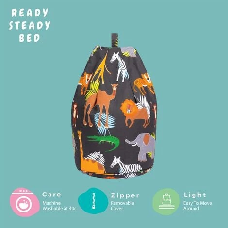Ready Steady Bed Childrens Character Filled Beanbags Kids Bedroom Play Room Furniture Bean Bag, Africa - Image 4