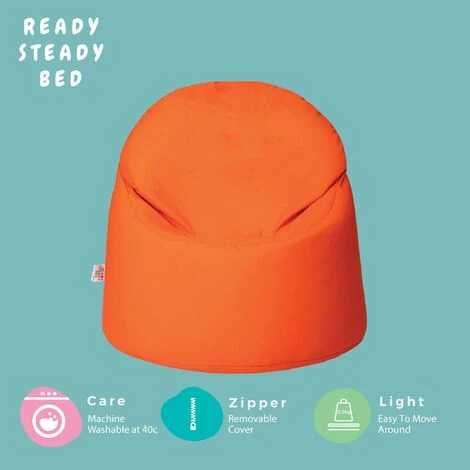 Ready Steady Bed Outdoor Kids Bean Bag Chair Indoor Comfy Seat Child's Ergonomic Durable Comfort, Orange - Image 4