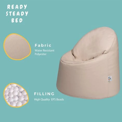 Ready Steady Bed Outdoor Kids Bean Bag Chair Indoor Comfy Seat Child's Ergonomic Durable Comfort, Stone - Image 3
