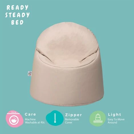 Ready Steady Bed Outdoor Kids Bean Bag Chair Indoor Comfy Seat Child's Ergonomic Durable Comfort, Stone - Image 4