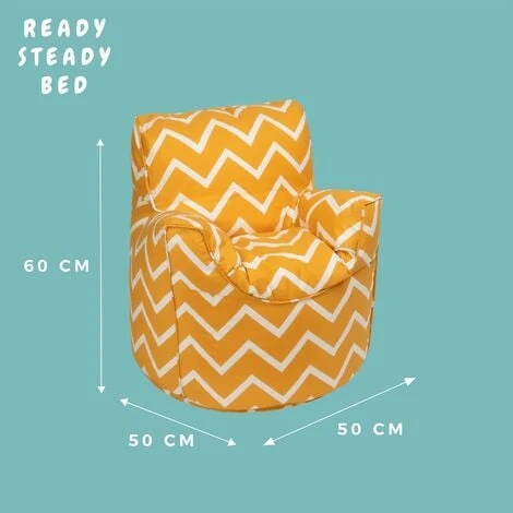 Ready Steady Bed Childrens Character Filled Beanbag Kids Bean Bag Chair Seat Bedroom Play TV Room, Zigzag - Image 2