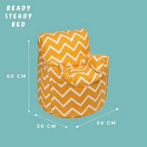 Ready Steady Bed Childrens Character Filled Beanbag Kids Bean Bag Chair Seat Bedroom Play TV Room, Zigzag - Image 2