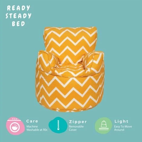 Ready Steady Bed Childrens Character Filled Beanbag Kids Bean Bag Chair Seat Bedroom Play TV Room, Zigzag - Image 4