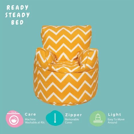 Ready Steady Bed Childrens Character Filled Beanbag Kids Bean Bag Chair Seat Bedroom Play TV Room, Zigzag - Image 4