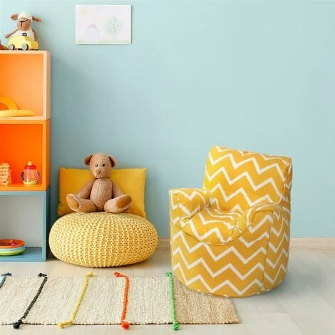 Ready Steady Bed Childrens Character Filled Beanbag Kids Bean Bag Chair Seat Bedroom Play TV Room, Zigzag - Image 5