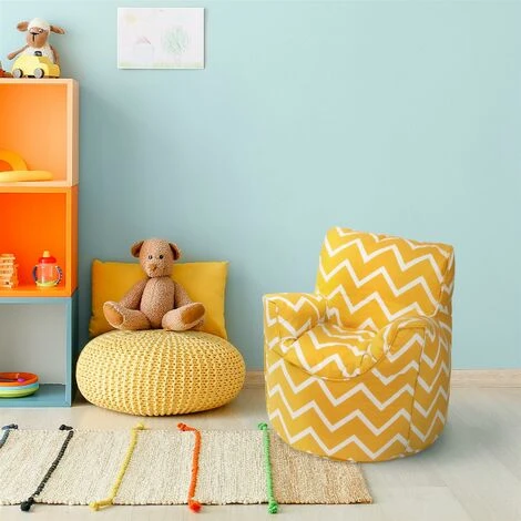 Ready Steady Bed Childrens Character Filled Beanbag Kids Bean Bag Chair Seat Bedroom Play TV Room, Zigzag - Image 5