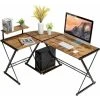 Costway L-Shaped Corner Computer Desk PC Table Workstation W/ Monitor Stand & Host Tray