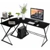Costway L-Shaped Corner Computer Desk PC Table Workstation W/ Monitor Stand & Host Tray