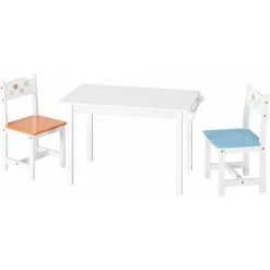 GIZCAM 3PCS Kids Table & Chair Set Children Wooden Furniture Toddler Drawing Desk