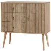 Vivense City Sideboard Cabinet Cupboard Storage Furniture Drawers & Doors Natural