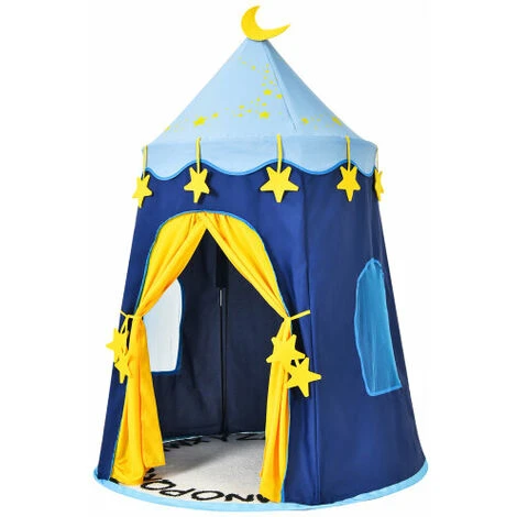 Gymax Children Portable Playhouse Tent Kids Castle Indoor & Outdoor Blue