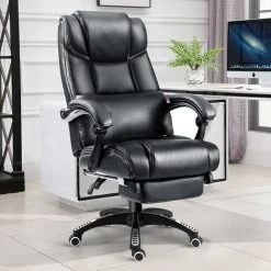 BLISSWOOD Executive Office Chair With Footrest & Lumbar Support, Ergonomic Design High Back Recliner Computer Desk Chair Adjustable Back Rest Heavy Duty 360° Swivel Gaming Chair For Home Office
