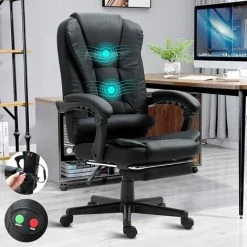 BLISSWOOD 2 Point Massage Office Chair For Home Office , 130° Reclining Executive Desk Chair