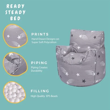 Ready Steady Bed Childrens Character Filled Beanbag Kids Bean Bag Chair Seat Bedroom Play TV Room, Shooting Stars - Image 3