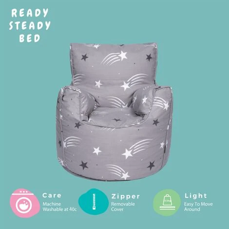 Ready Steady Bed Childrens Character Filled Beanbag Kids Bean Bag Chair Seat Bedroom Play TV Room, Shooting Stars - Image 4