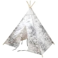 Play Tent World Map Black And White Sunny