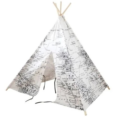 Play Tent World Map Black And White Sunny