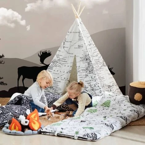 Play Tent World Map Black And White Sunny - Image 2