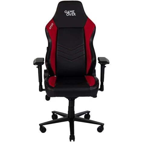 Game Over Apex Gaming Desk Chair, Ergonomically Designed Seating, Premium PU Leather With 4D Adjustable Arm Rest And Height, Additional Lumbar Support, Red