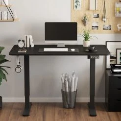 Devoko Height-adjustable Standing Desk With Electric Motor, Computer Desk, Intelligent Memory Height,Collision Protection,100 Cm, Black