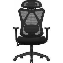 Songmics Office Chair, Ergonomic Chair, Mesh Chair, Adjustable Lumbar Support And Headrest, Breathable Mesh Fabric, 150 Kg Weight Capacity, Height Adjustable, Black OBN163B01