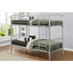 FTA FURNISHING Multi-Functional Corfu Metallic Finish Bunk Bed - (Separates Into 2 Single Beds)