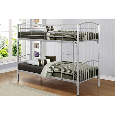FTA FURNISHING Multi-Functional Corfu Metallic Finish Bunk Bed - (Separates Into 2 Single Beds)