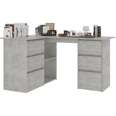 Topdeal Corner Desk Concrete Grey 145x100x76 Cm Chipboard FF801093UK - Image 3