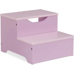 Relaxdays Kids Step Stool, 2 Steps, 25 X 33 X 36 Cm, Bathroom & Playroom, MDF, Stepstool For Sink & Toilet, Lilac/Pink