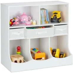 Relaxdays Children's Shelf For Toys & Books, Room Organiser, 8 Compartments, Girls & Boys, HWD: 75 X 80 X 40 Cm, White