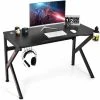 Costway 110cm K-shaped Gaming Desk Racing Style PC Computer Table W/Cup Holder & Hook