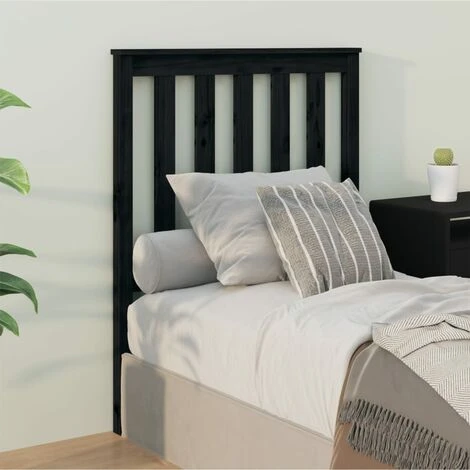 Bed Headboard Black 81x6x101 Cm Solid Wood Pine VidaXL - Image 2