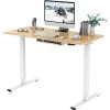 FLEXISPOT Electric Height Adjustable Standing Desk Sit Stand Desk Adjustable Desk Stand Up Desk-(White Frame+ 120x60cm Maple Top)