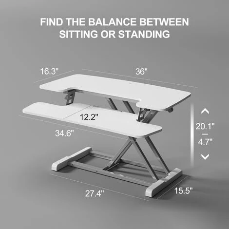 FLEXISPOT Sit Stand Desk Standing Desk Height Adjustable Desk Converter-35 Inch Wide Work Surface M17MW (MEDIUM, WHITE) - Image 3