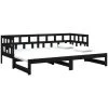 Pull-out Day Bed Black Solid Wood Pine 2x(90x190) Cm VidaXL