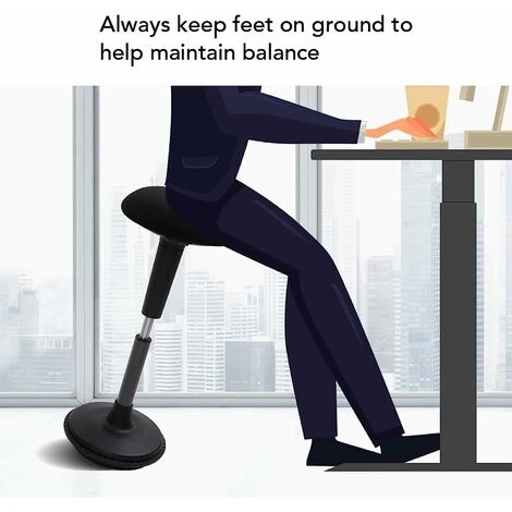 FLEXISPOT Wobble Stool Stay Active Exercise Office Chair Encourage Movement Height Adjustable Seat For Comfortable Working/standing Desk Perching Stool (Black) - Image 3