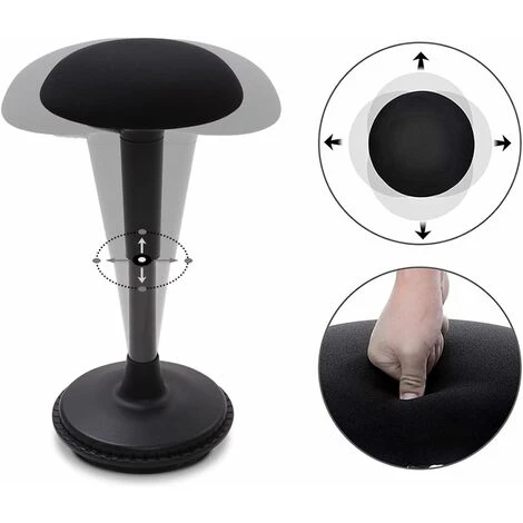 FLEXISPOT Wobble Stool Stay Active Exercise Office Chair Encourage Movement Height Adjustable Seat For Comfortable Working/standing Desk Perching Stool (Black) - Image 4