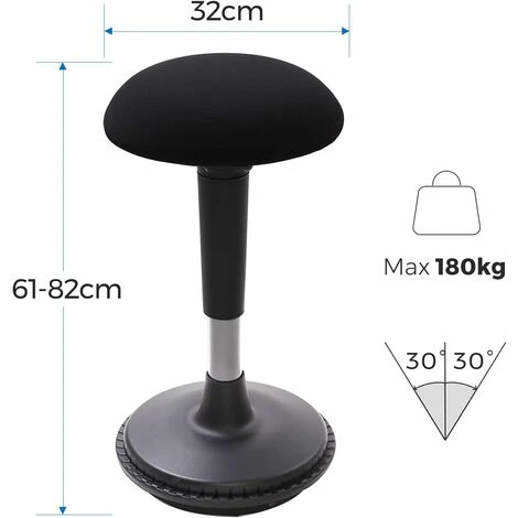 FLEXISPOT Wobble Stool Stay Active Exercise Office Chair Encourage Movement Height Adjustable Seat For Comfortable Working/standing Desk Perching Stool (Black) - Image 5