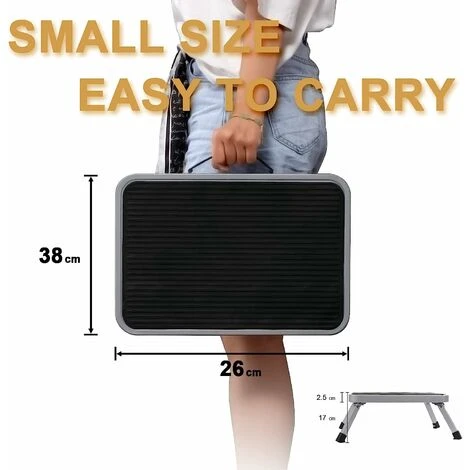 MONLY Steel Folding Step Stool, Portable Stool With Non-Slip Plastic Platform, Max Load 330 Lbs For Adults, Elderly Home, Kitchen, Bathroom - Image 3