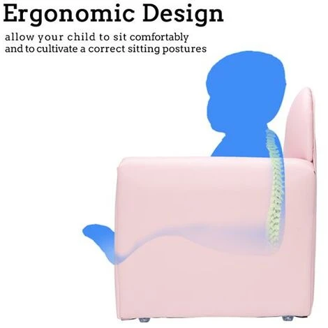SOEKAVIA Children Single Sofa Bent Back Pink - Image 2