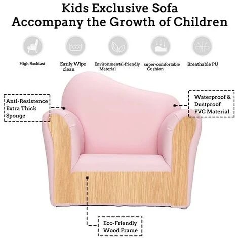 SOEKAVIA Children Single Sofa Bent Back Pink - Image 4