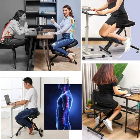 DAY PLUS Ergonomic Kneeling Chair, Adjustable Stool For Home And Office - Improve Your Posture With An Angled Seat - Thick Comfortable Cushions With 4 Caster - Image 4