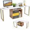 Costway Double Computer Workstation Space-saving Computer Desk L-shaped Writing Desk