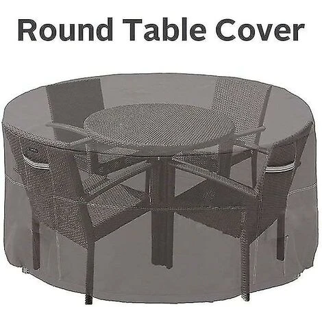 Woosien Garden Table Cover Waterproof Breathable Oxford Fabric Garden Furniture Cover, Round (128x71cm) - Image 2